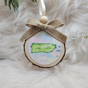 Puerto Rico Map Hand Painted Christmas Ornament | Original Watercolor | Puerto Rico Map Art