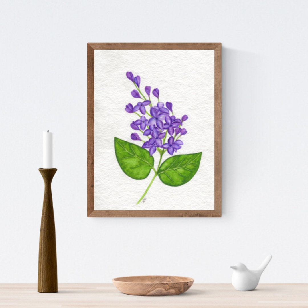 Lilacs Original Watercolor - Purple Lilacs Artwork - Minimalist Wall ...
