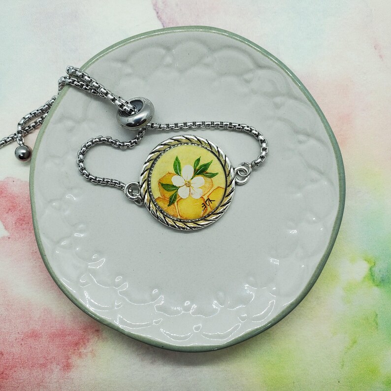 Resin Sealed Bracelet Hand Painted Bracelet Unique Bracelet Gardening Nature Lover Perfect Gift Honeycomb Original Micro Watercolor