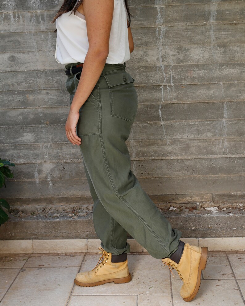 high waisted army green pants