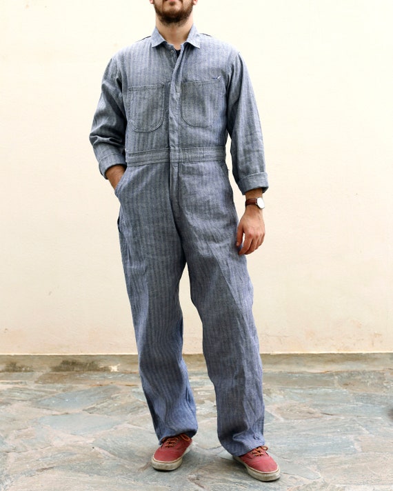 Vintage Blue Herringbone Twill Coverall | Boiler S