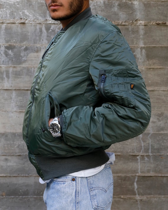 Vintage Ma1 Flight Jacket Alpha Industries Orange L Gem Vintage Ma1 Flight Jacket Alpha Industries Orange L Gem