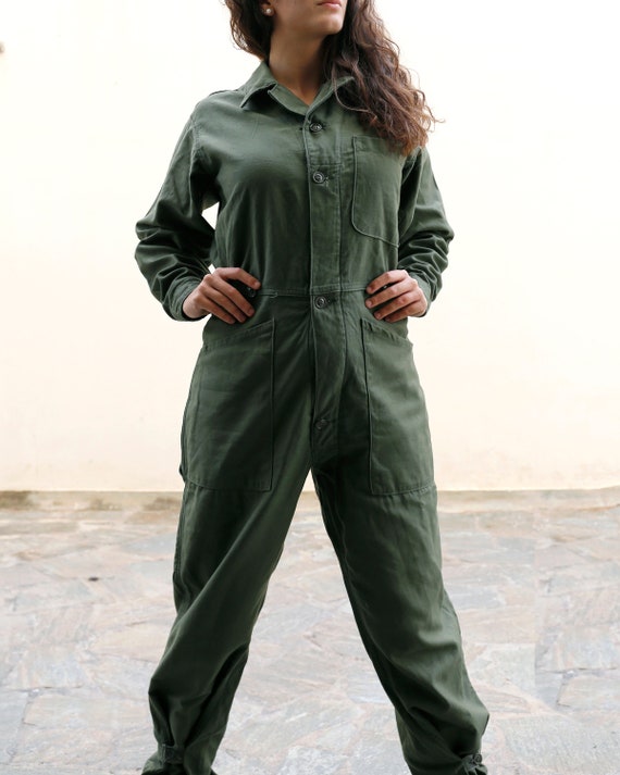 Details about / Unisex Vintage British Army Workwear Overalls Jumpsuit Boiler Suit Green S M L