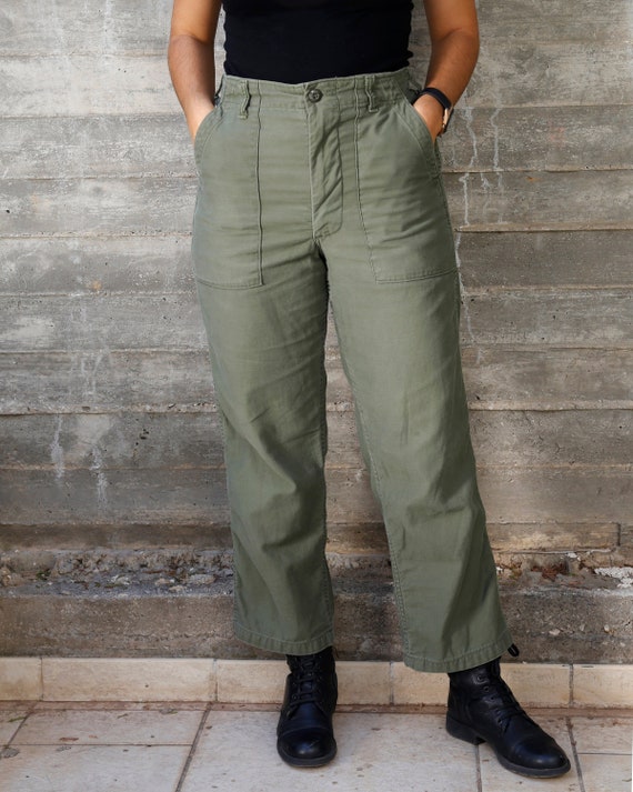 Vintage 70s High Waisted Army Pants Olive Green Military | Etsy