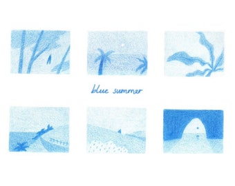 Blue Summer 6 Tiny Drawings