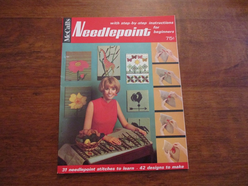 McCalls Needlepoint Magazine Vintage 1960s Home Decor Pattern Book Groovy Retro Designs