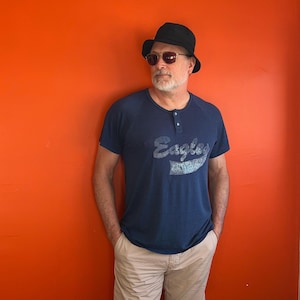 Vintage 80s Eagles t shirt single stitch Stedman XL Henley tee