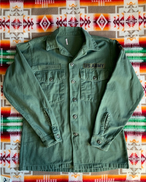 Vintage Army Utility Shirt Jacket OG 107 Vietnam E