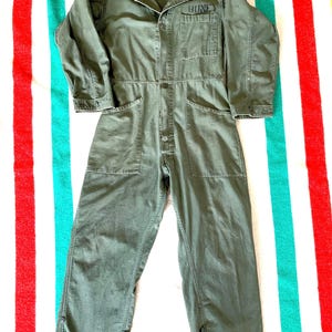 Medium 70s US Army OG-107 Cotton Coveralls Suit 1st Pattern Paint