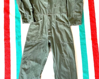 Medium 70s US Army OG-107 Cotton Coveralls Suit 1st Pattern Paint