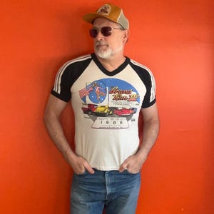 Vintage jaren 80 Hot Rod T-shirt gemaakt in de VS, enkele steek Piegon Forge, groot