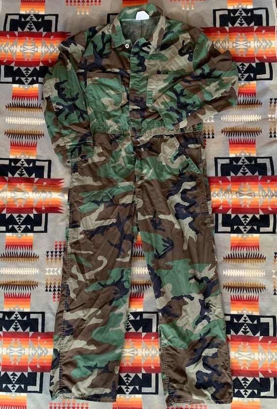 Vintage military coveralls woodland camo