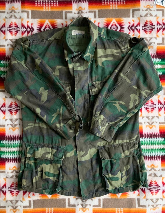 ARROWHEADVandS 70s ERDL Camo Jacket with USMC Stencil Rip Stop