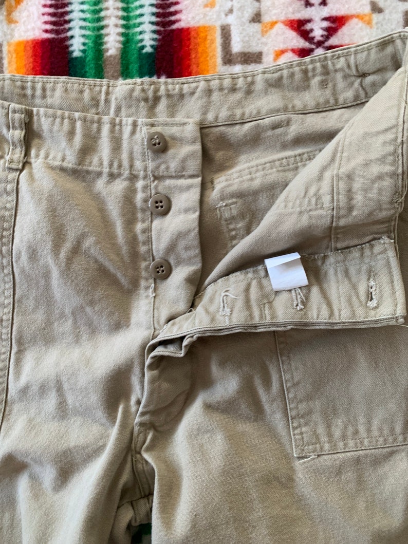 Vintage Khaki Cotton Utility Pants Made in Usa Baker Pants Etsy