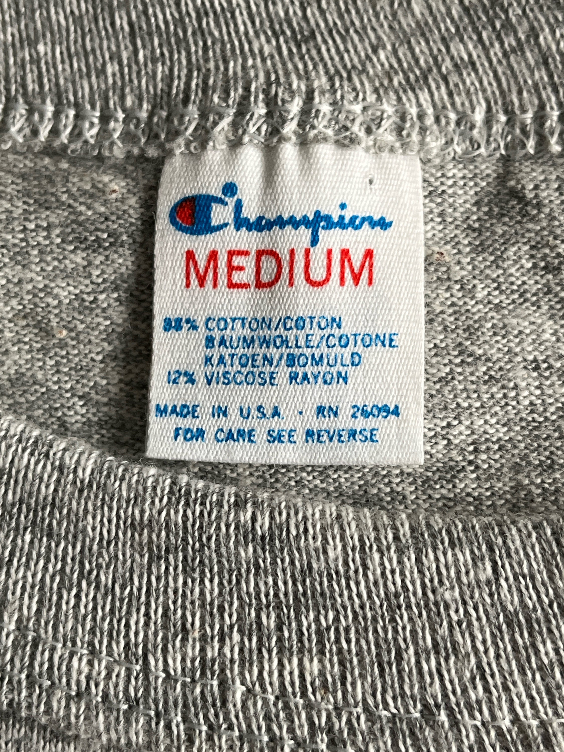 Vintage 80s Deadstock Champion Gray T Shirt Made in USA