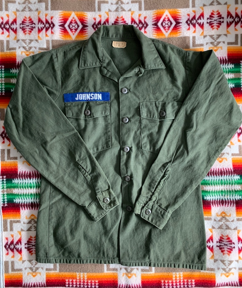 Vintage Army Utility Shirt Jacket OG 107 Post Vietnam Era Etsy