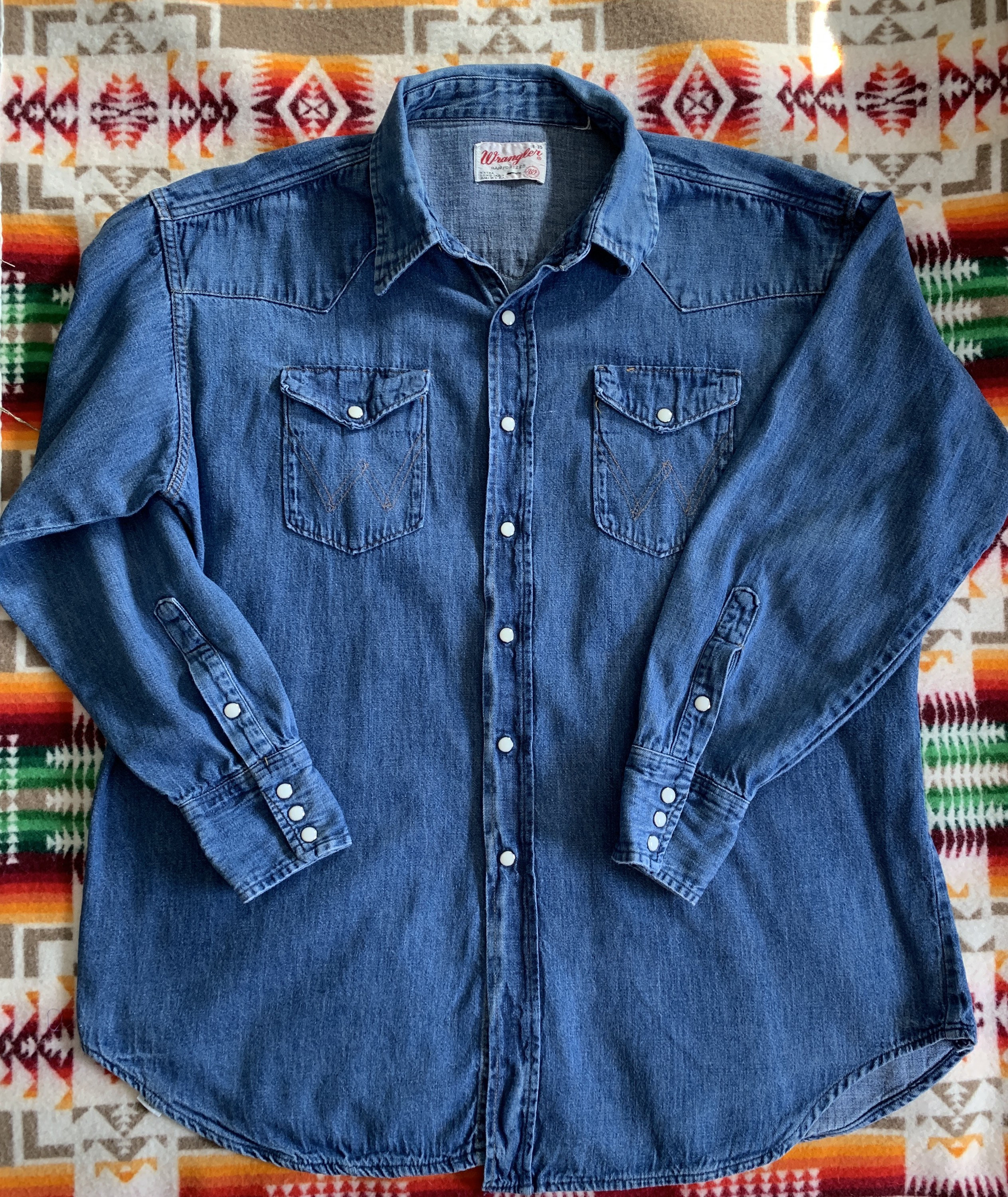 Wrangler® Long Sleeve Denim Western Shirt