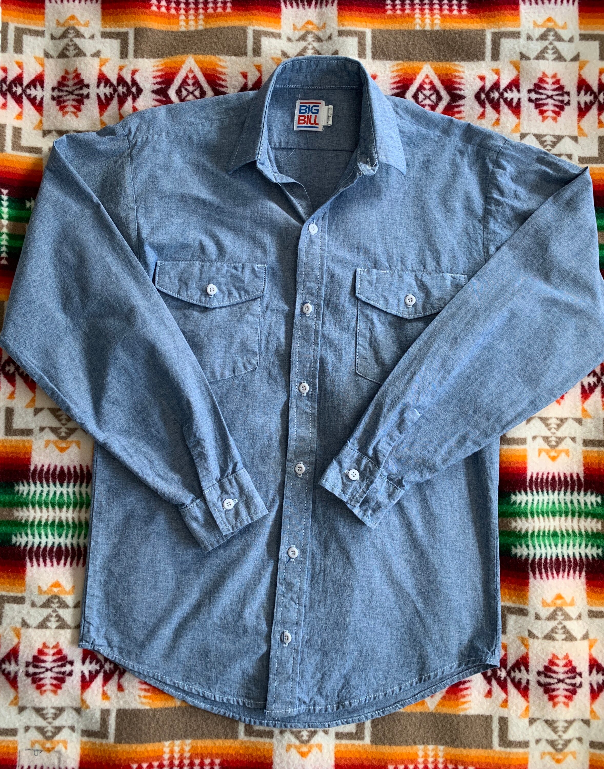 Vintage Big Bill Chambray Work Shirt Made in USA Etsy