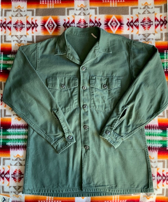 Vintage Army Utility Shirt Jacket OG 107 Vietnam E