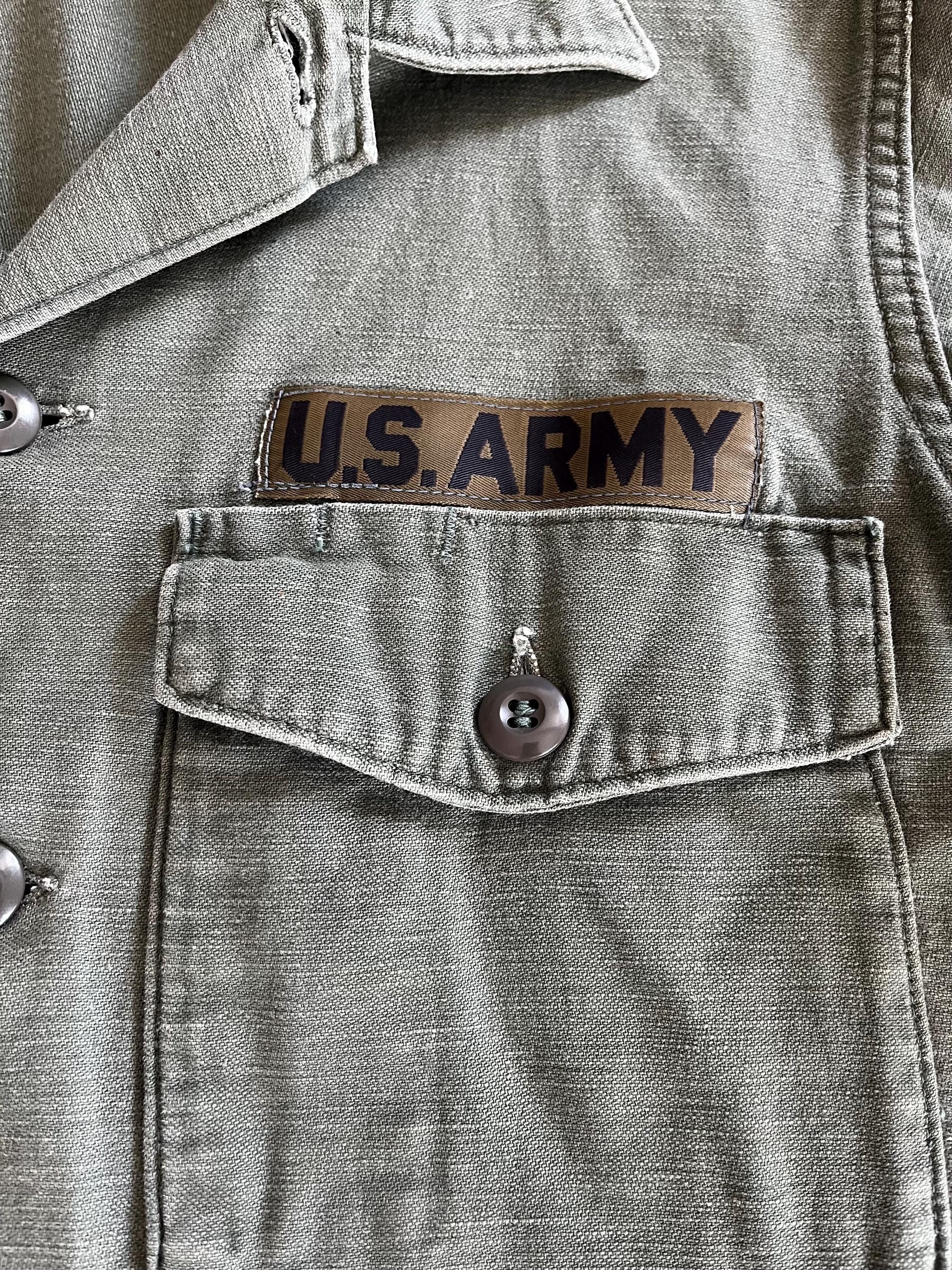Vintage 60s Vietnam Era Utility Shirt OG 107 Cotton Sateen US Army