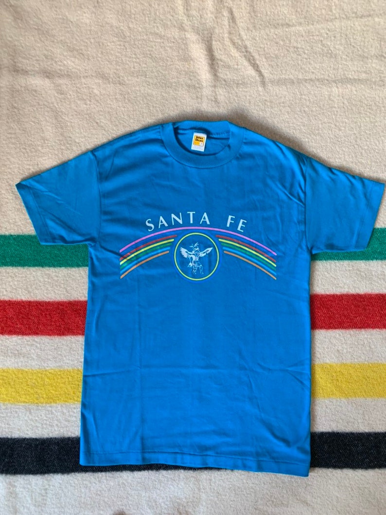 Vintage Velva Sheen Santa Fe T shirt single stitch 5050 New Mexico Navajo Native American