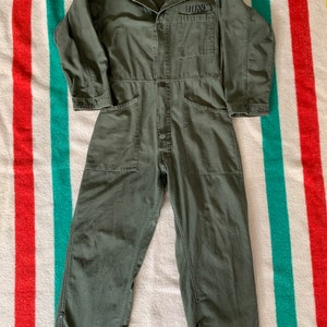 Vintage military coveralls Type I OG 107 cotton sateen army with stencil