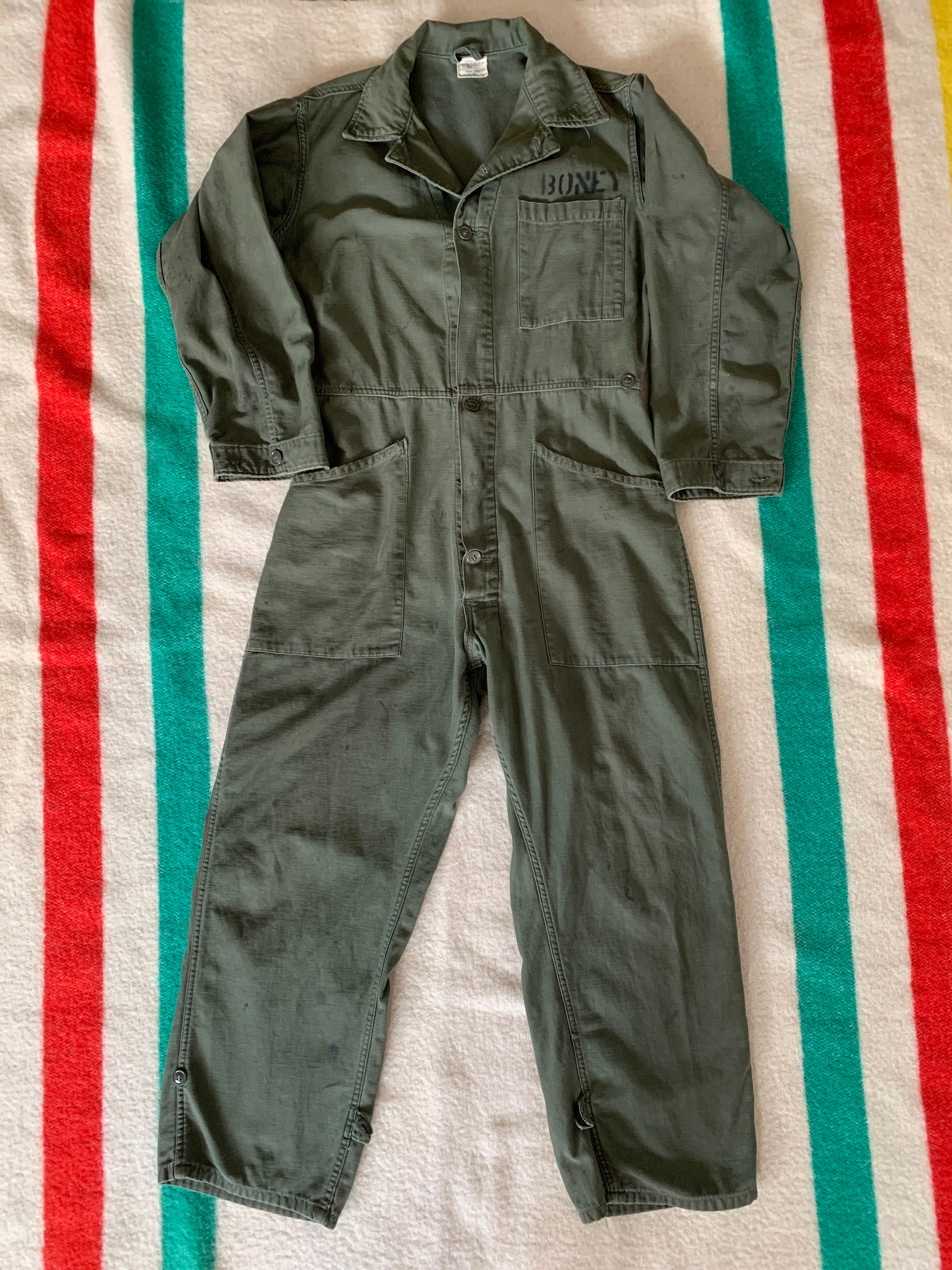 ARROWHEADVandS Vintage Military Coveralls Type I OG 107 Cotton Sateen Army with Stencil ARROWHEADVandS Vintage Military Coveralls Type I OG 107 Cotton Sateen Army with Stencil