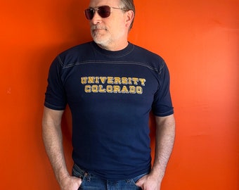 Vintage 80s Velva Sheen t shirt University of Colorado single stitch made in USA