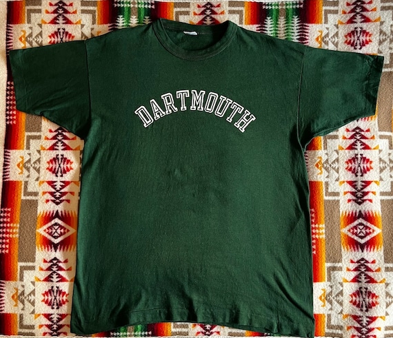Vintage 70s Deadstock Champion Blue Bar Dartmouth T Shirt Made in 