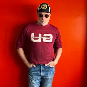 Vintage 70s University of Alabama t shirt made in USA single stitch Large Crimson Tide single stitch