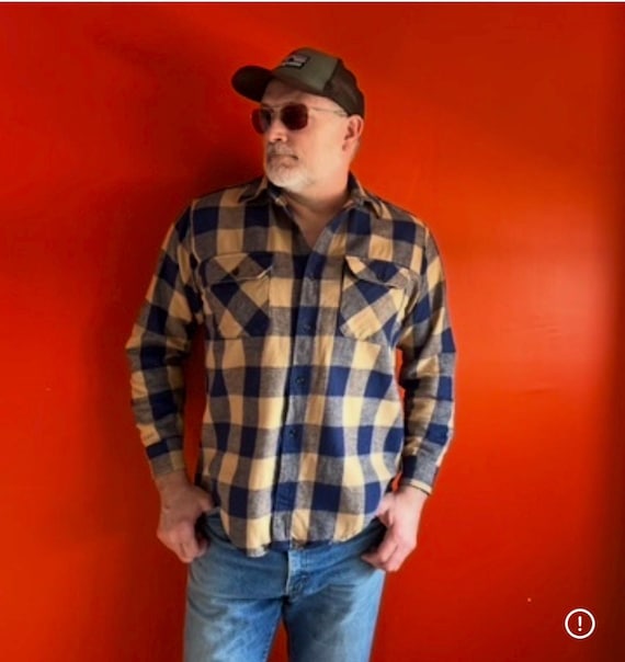 Vintage 80s Frostproof Cotton Flannel Work Shirt Made in USA Large 