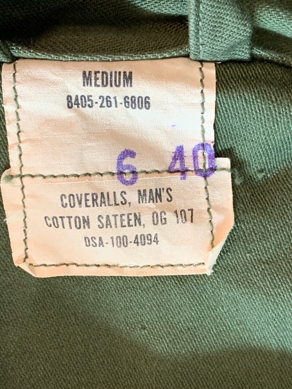 Vintage Vietnam era OG 107 Cotton Sateen Coverall… - image 2