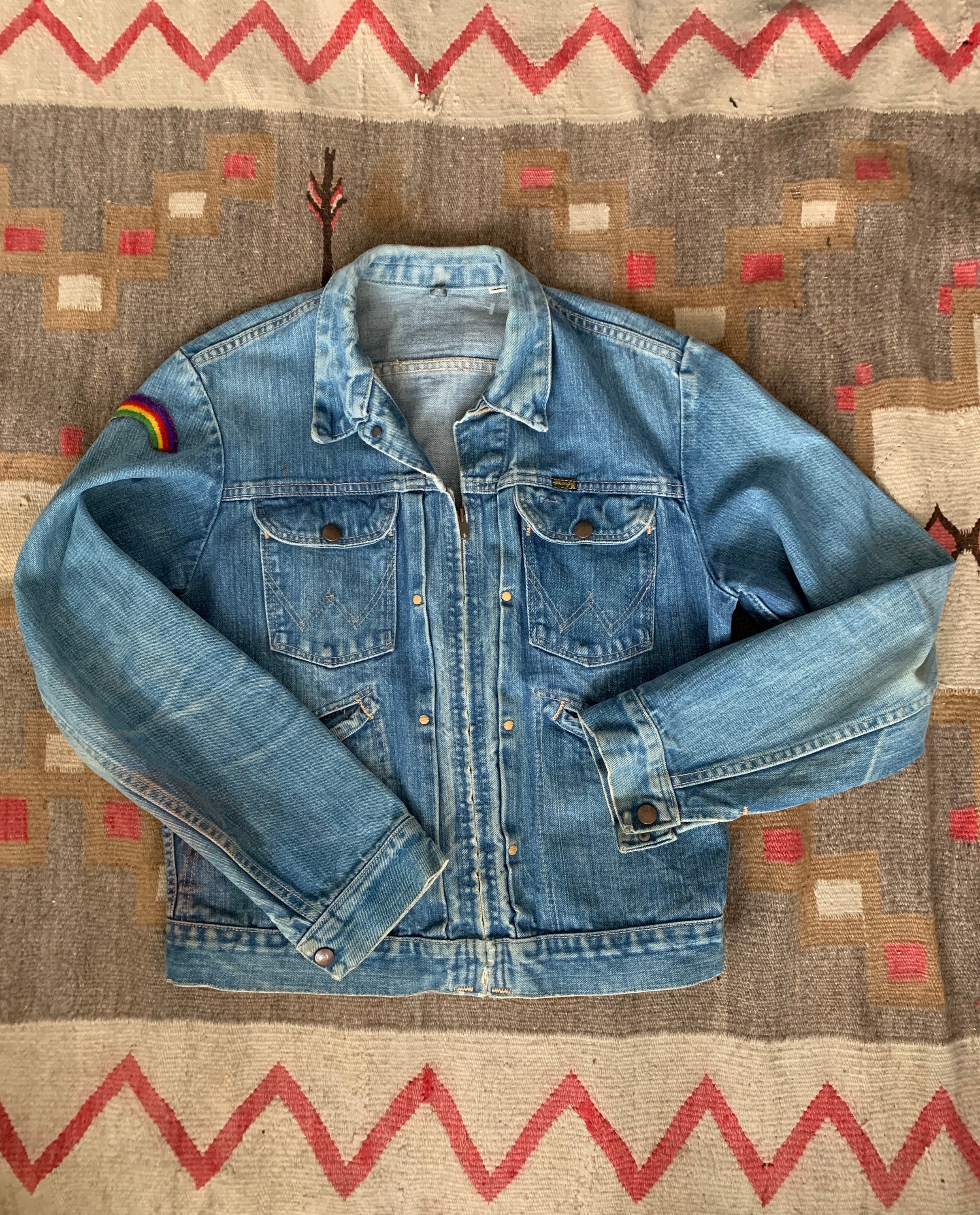 70s Wrangler 24MJZ Vintage　TALON zipper Vintage Wrangler Zip up Denim Jacket Gold Dot 24MJZ Talon