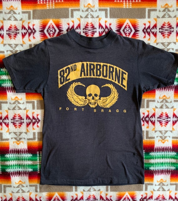 Vintage Air Borne T Shirt Flock Print Single Stitch - Etsy