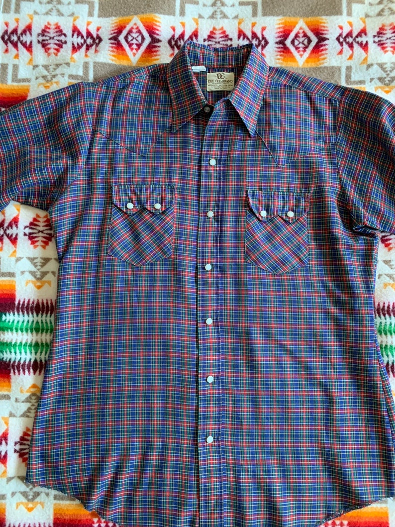 Vintage Dee Cee Western Shirt Made in USA Sawtooth Pockets Pearl Snap ...