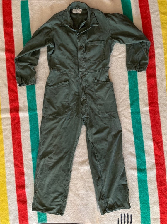 Vintage Type 1 Military Coveralls Cotton Sateen OG 107 Made in USA