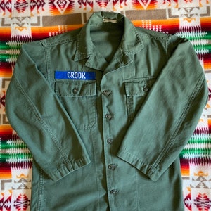 Vintage Army Utility Shirt Jacket OG 107 Vietnam Era or earlier Cotton Sateen