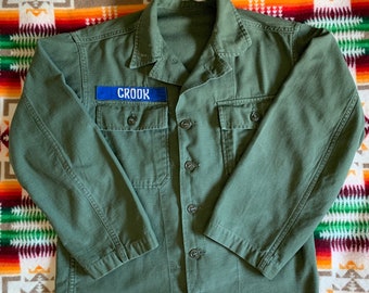 Vintage Army Utility Shirt Jacket OG 107 Vietnam Era or earlier Cotton Sateen