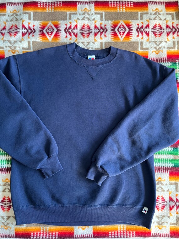 Vintage 80s Blue Sweatshirt Made in USA Russell Athletic XL - Etsy