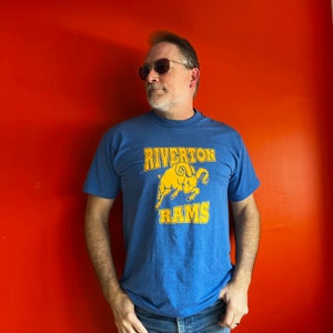 Vintage Riverton Rams t shirt made in USA single stitch XL Fruit of the Loom Best