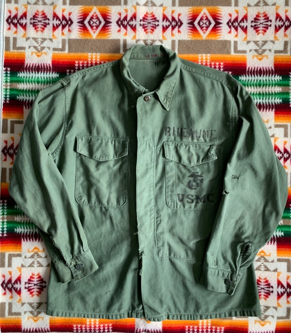 USMC P-58 ユーティリティシャツ　ヴィンテージ　OG107 Buy Vintage USMC P 58 P53 Utility Shirt OG 107 Cotton Sateen Gomer