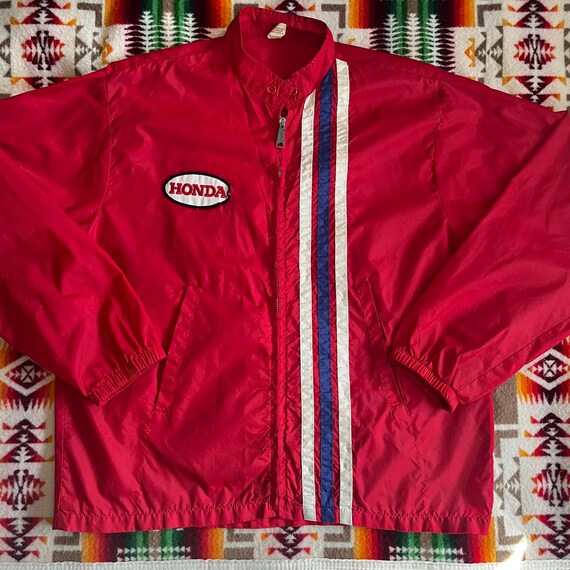 Vintage 70s Honda Racing Jacket Wind Breaker Large Made in USA