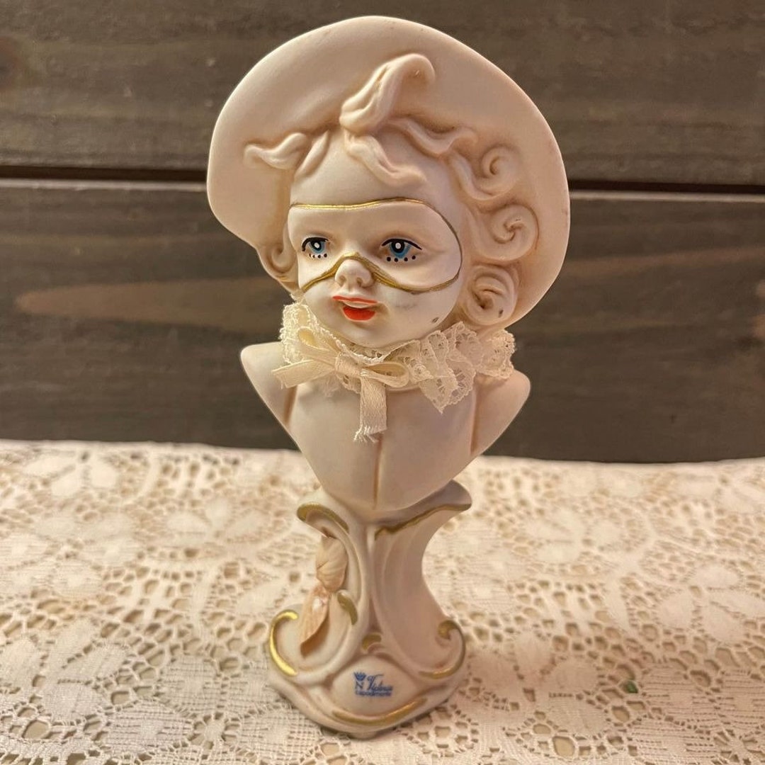 Vintage N Victoria Capodimonte Head Masquerade Boy Figurine Small