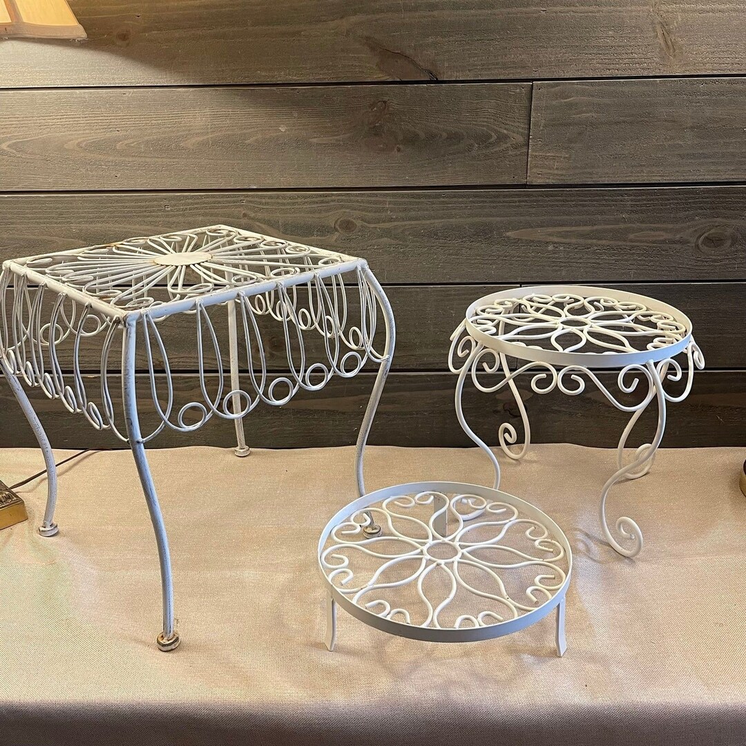 Vintage Metal Plant Stands Set of 3 Etsy