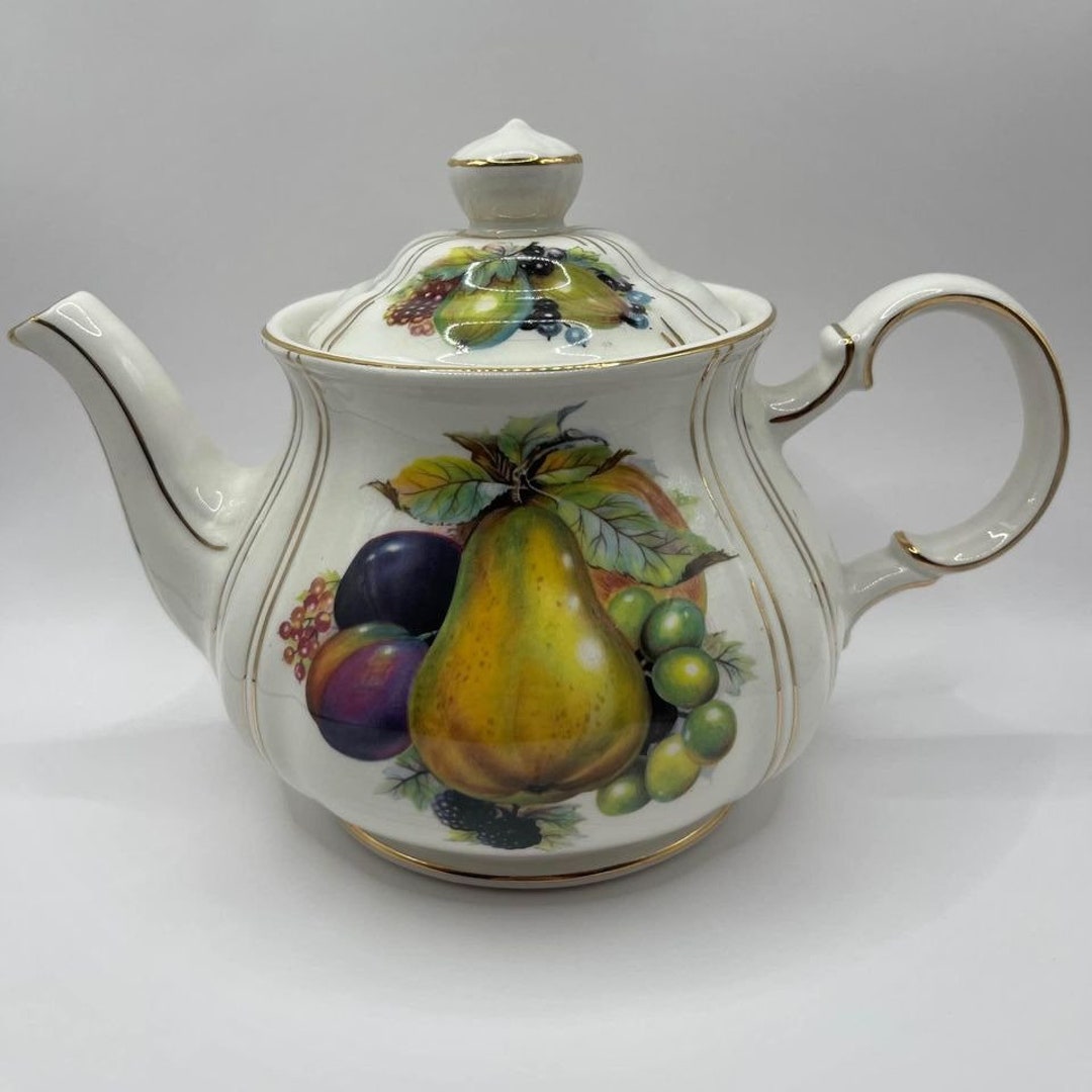 Vintage Sadler England Teapot With Fruit Design Etsy