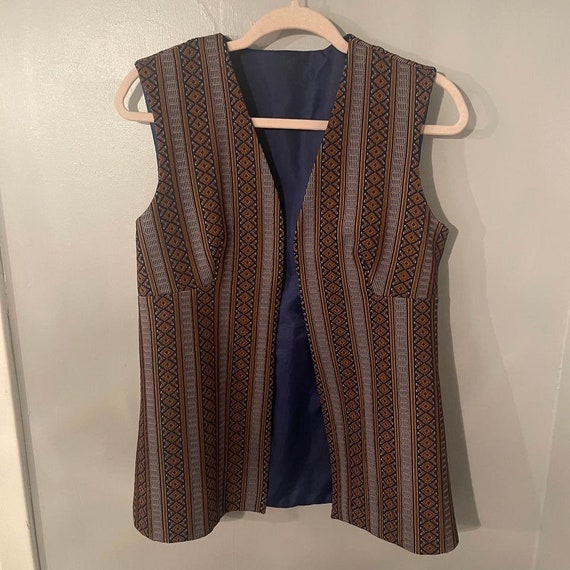 Vintage Fall Blue and Brown Vest size Medium - image 1