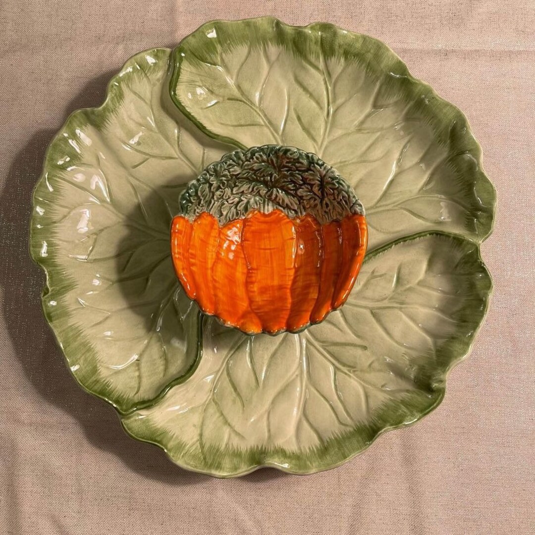Vintage Fitz and Floyd Cabbage Chip and Dip Platter With Bowl Etsy