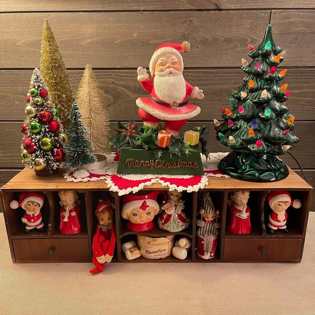 Antique Wood Desk Topper With Cubbies Vintage Christmas Etsy