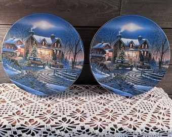Vintage Style Cookie Tins Canisters Terry Redlin Scene 10x2” set of 2
