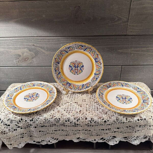 Vintage Meridiana Ceramiche 7-3/4" Salad Plate D Made in Italy Set Of 3